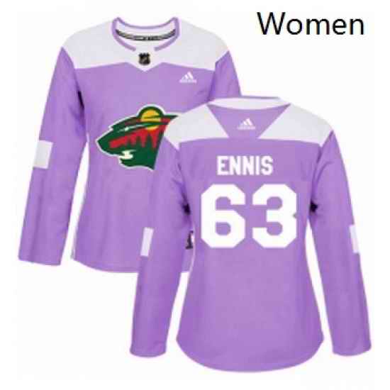 Womens Adidas Minnesota Wild 63 Tyler Ennis Authentic Purple Fights Cancer Practice NHL Jersey